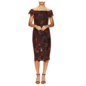 NWT ABS Evening Allen Schwartz Lace Cocktail Dress Lace Size 2 Black MSRP $450